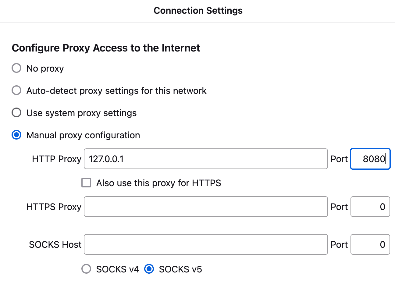 OS connection settings.